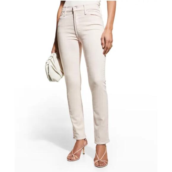 Mother Denim - Mother Women's The Dazzler Hover Wash Pale Peach Straight Leg Jeans Size 26